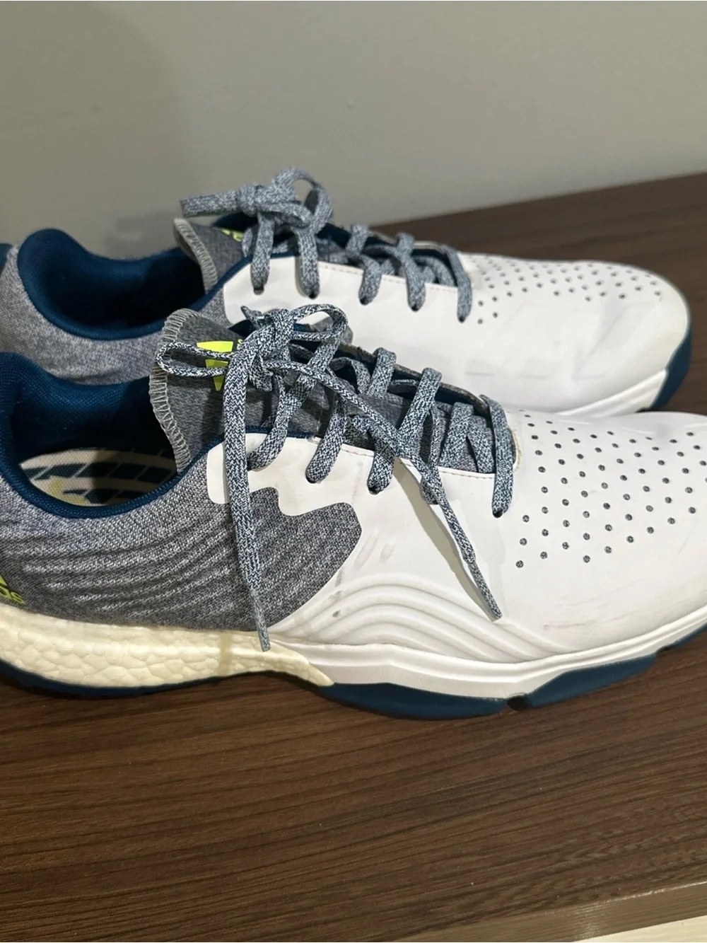 adidas White and Blue Men's Athletic Shoes